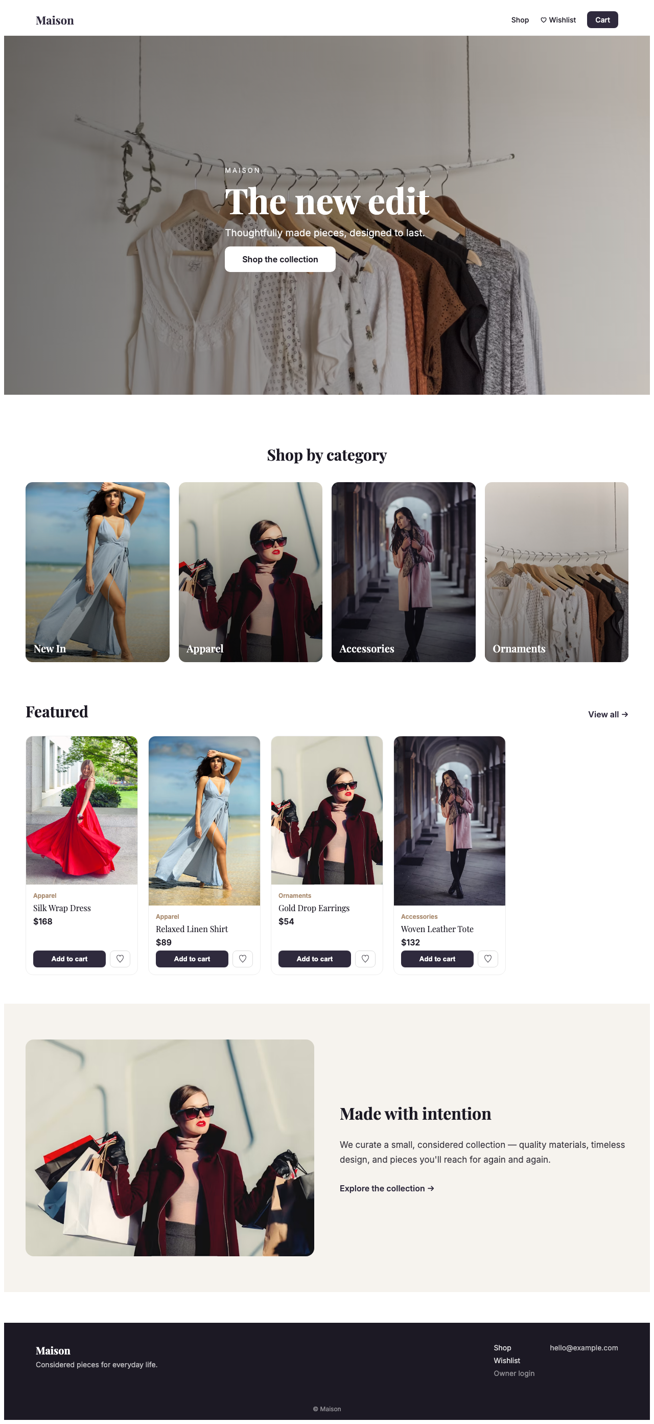 Fashion storefront built with A2Z
