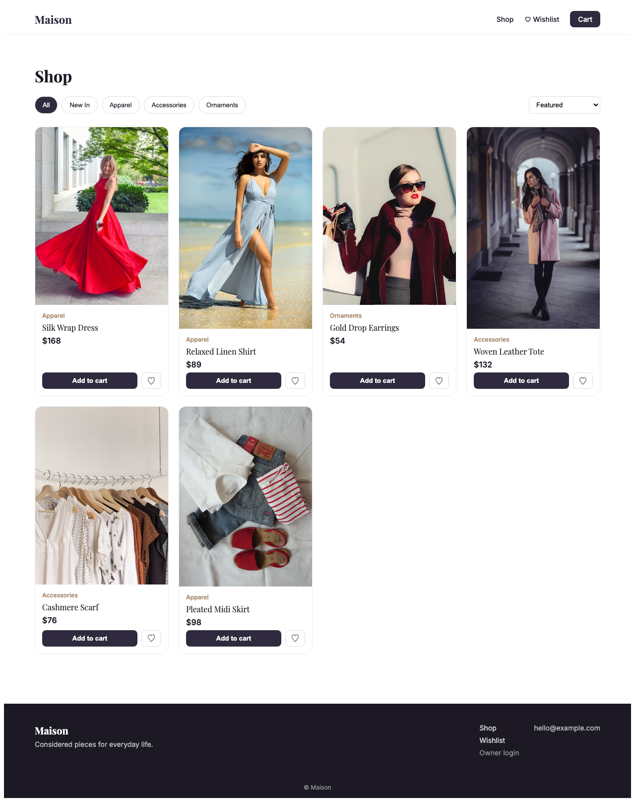 Product catalogue built with A2Z